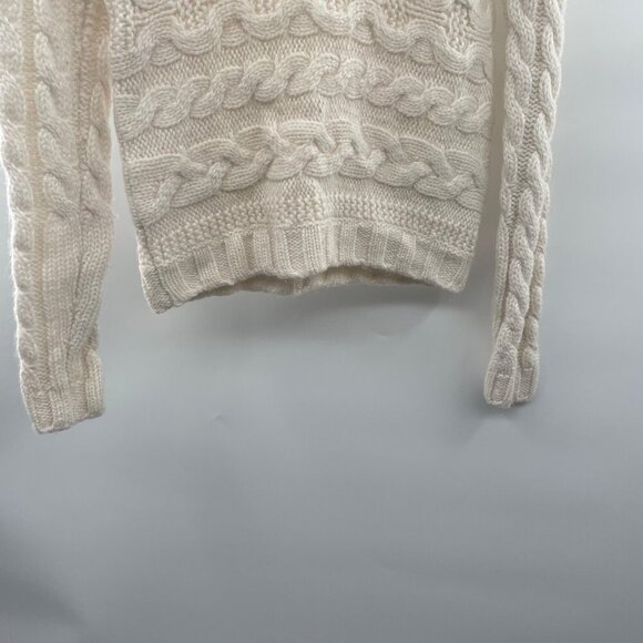 Moda International Women's Cable Knit Sweater Long Sleeve Cream Size Small - Picture 3 of 8